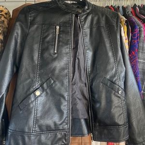 Faux leather black riding jacket